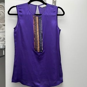 Trina Turk purple silk tank with beads size P